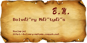 Bolváry Mátyás névjegykártya